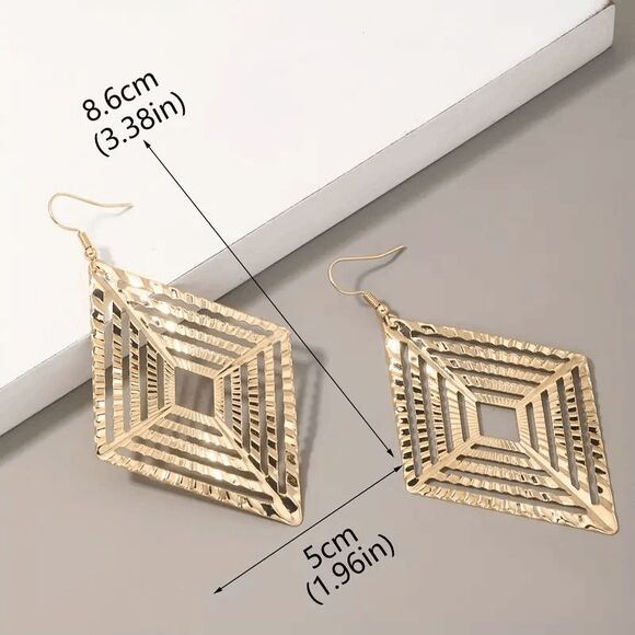 Boho Geometric Triangle Dangle Earrings - Picture 4 of 6